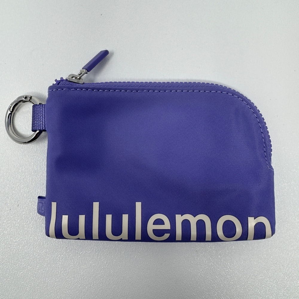 Lululemon Purple Logo Coin Pouch Keychain Wallet Zip Around